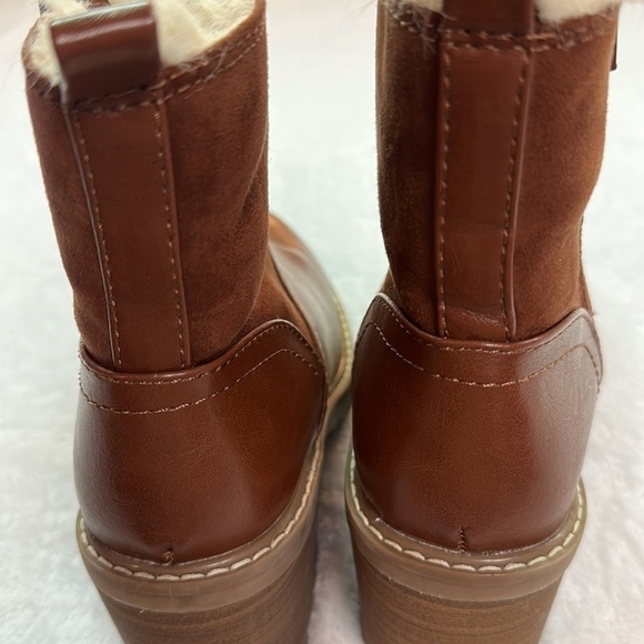 Universal Thread Womens Marla Block Heel Cognac Brown Zippered Boots Size 6 - Picture 9 of 16